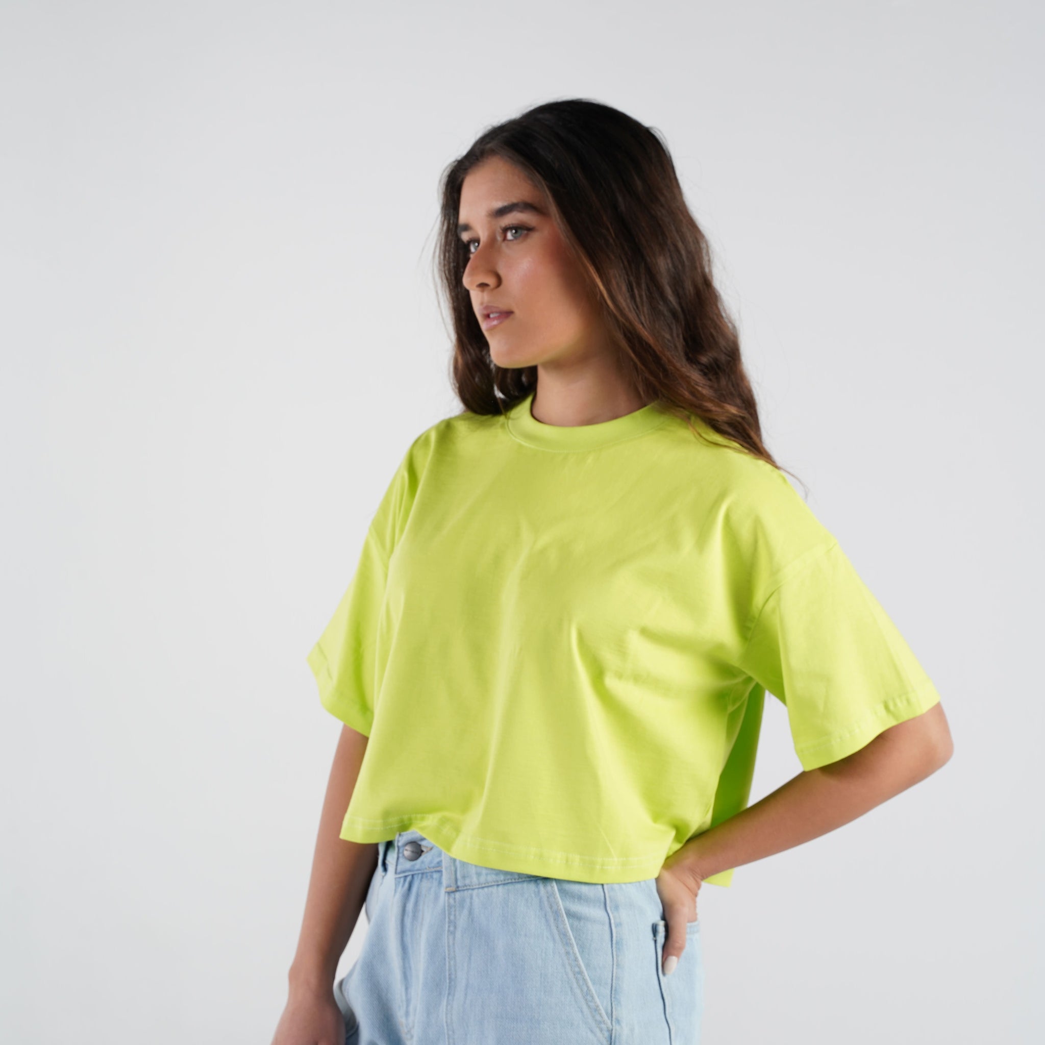 LIME GREEN CROP-TOP T-SHIRT