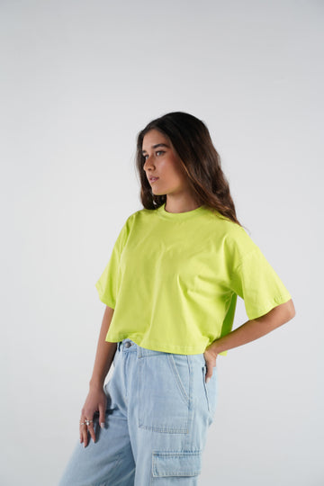 LIME GREEN CROP-TOP T-SHIRT