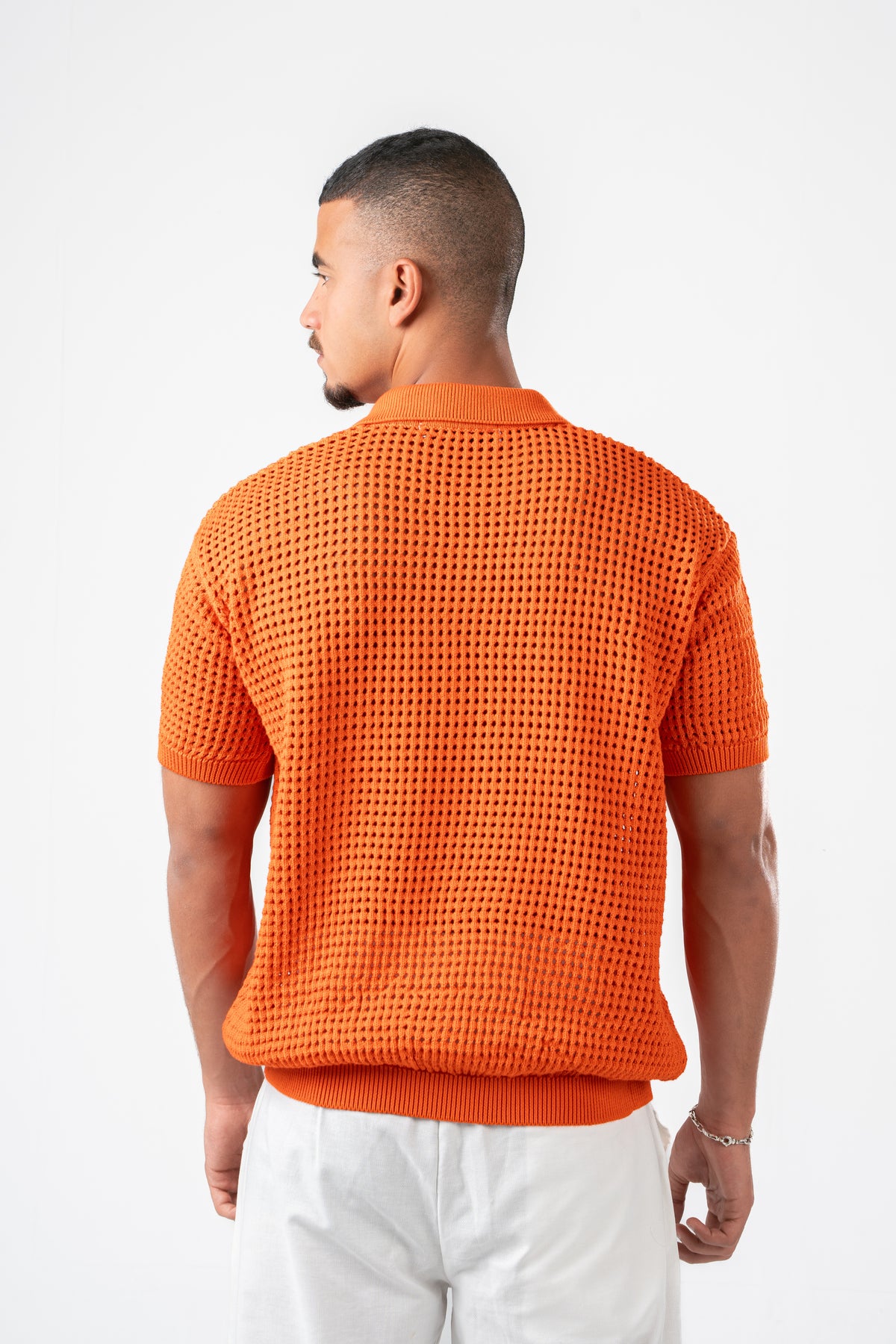 ORANGE BREEZY KNIT POLO