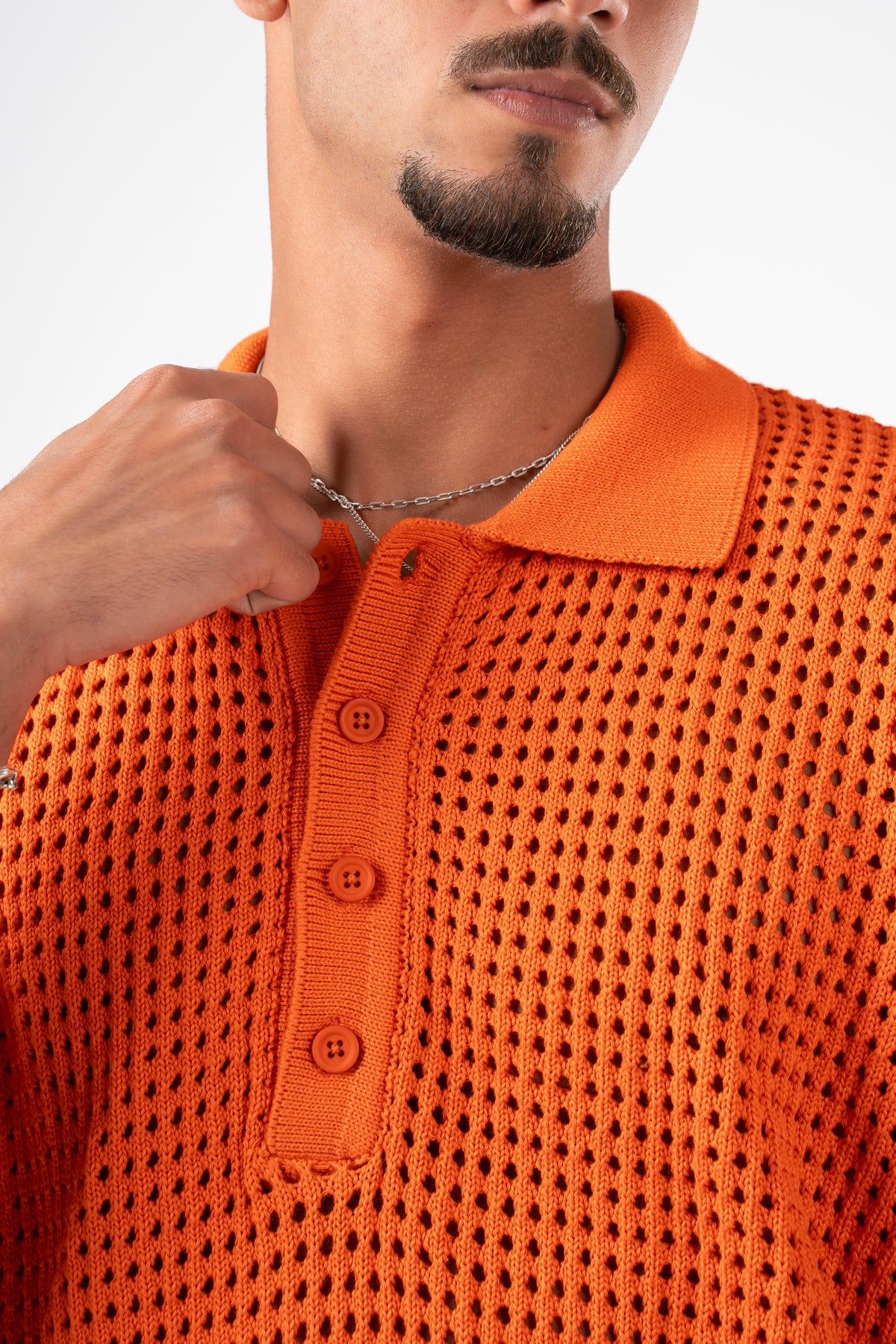 ORANGE BREEZY KNIT POLO