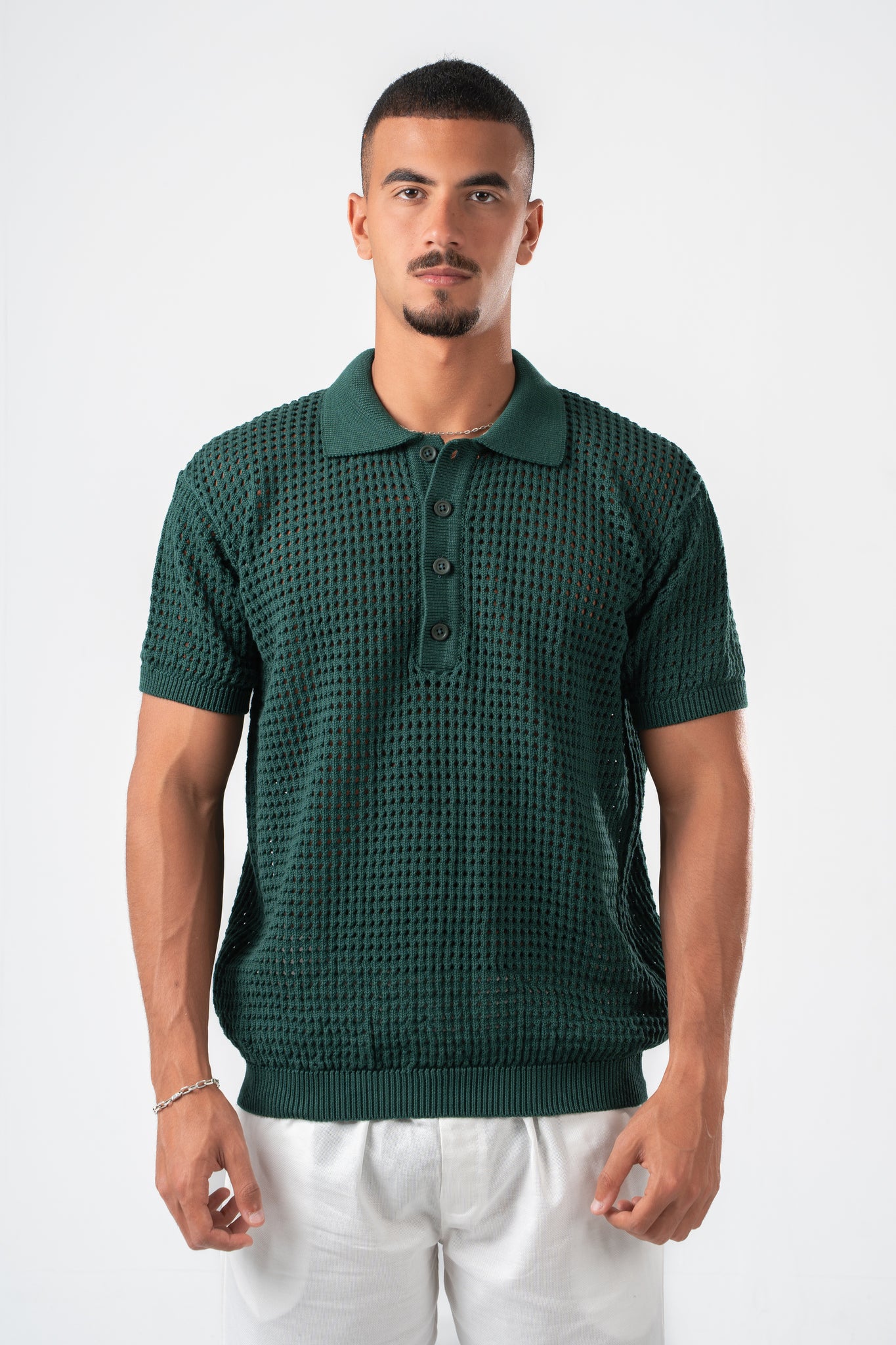 DARK GREEN BREEZY KNIT POLO