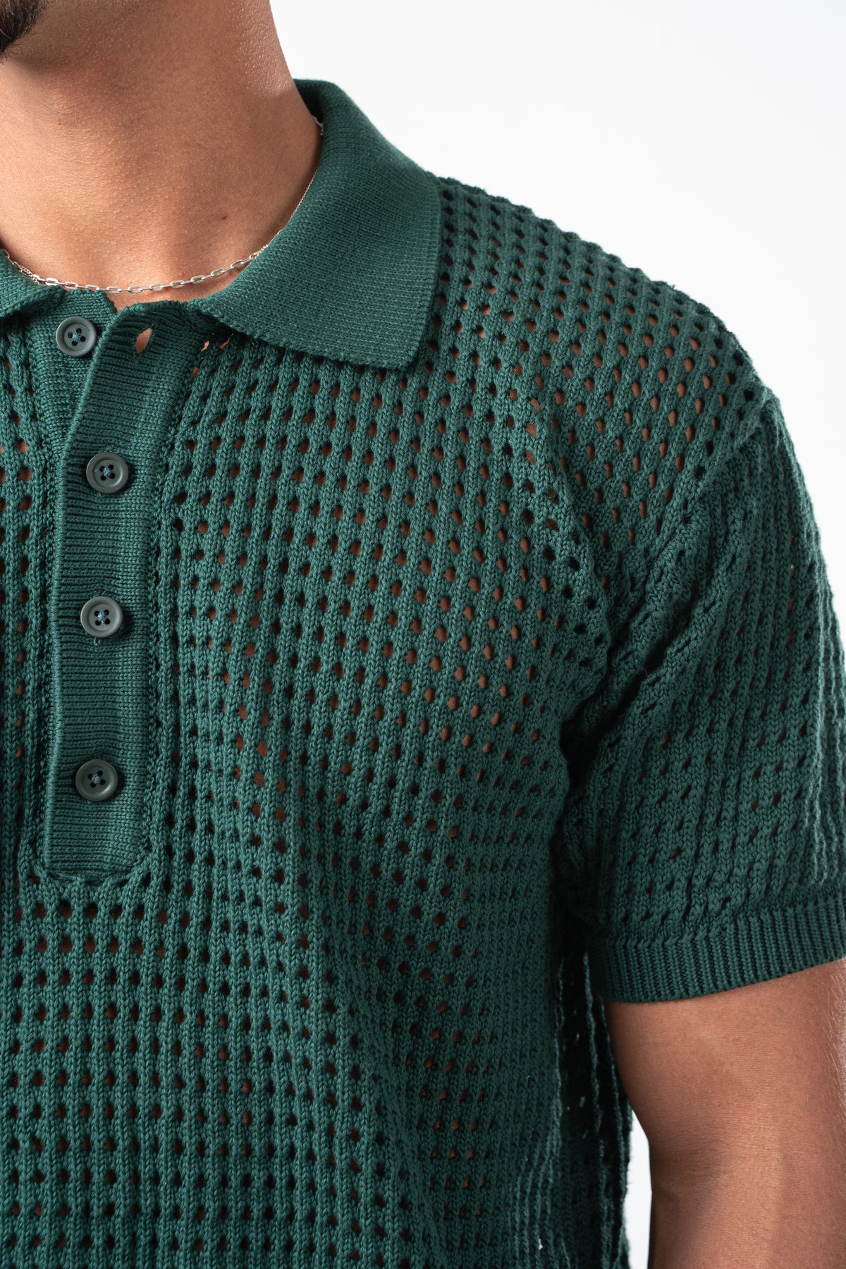 DARK GREEN BREEZY KNIT POLO