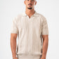 BEIGE BRAIDED SHORT SLEEVE POLO