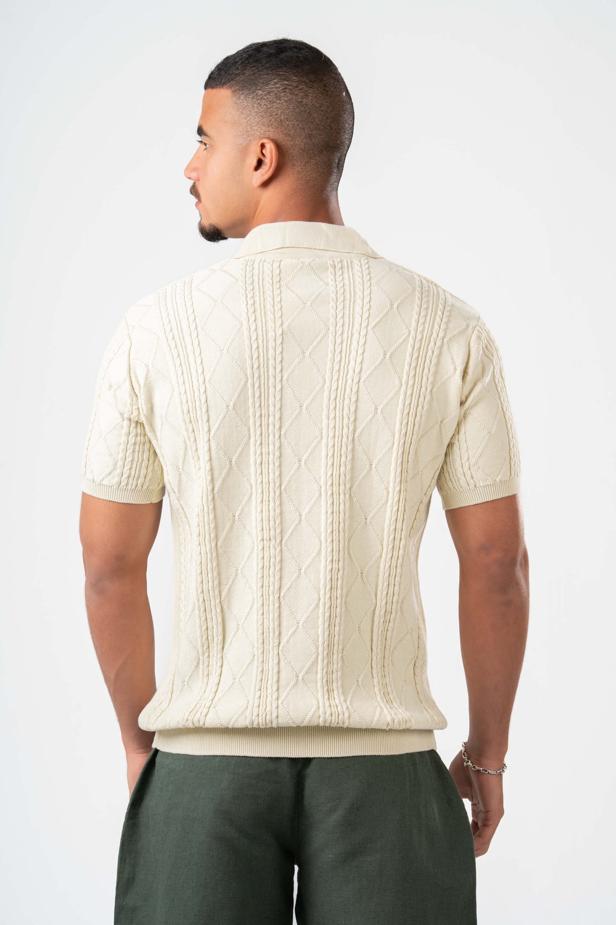 OFF-WHITE BRAIDED SHORT SLEEVE POLO