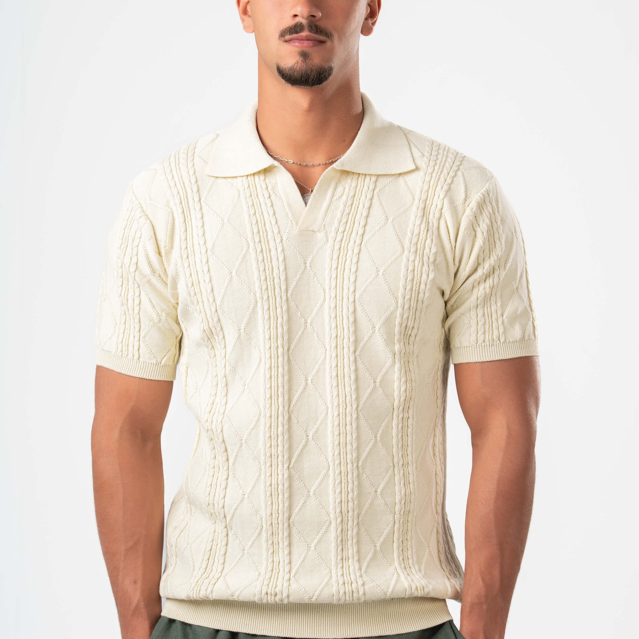 OFF-WHITE BRAIDED SHORT SLEEVE POLO