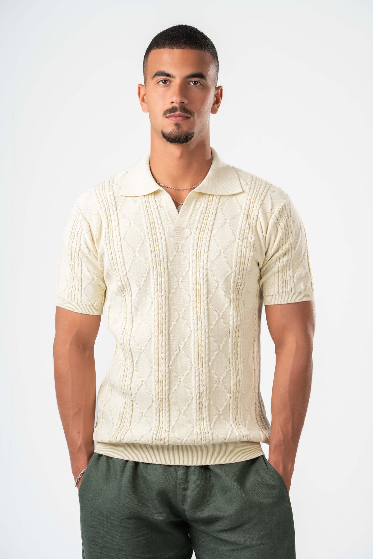 OFF-WHITE BRAIDED SHORT SLEEVE POLO