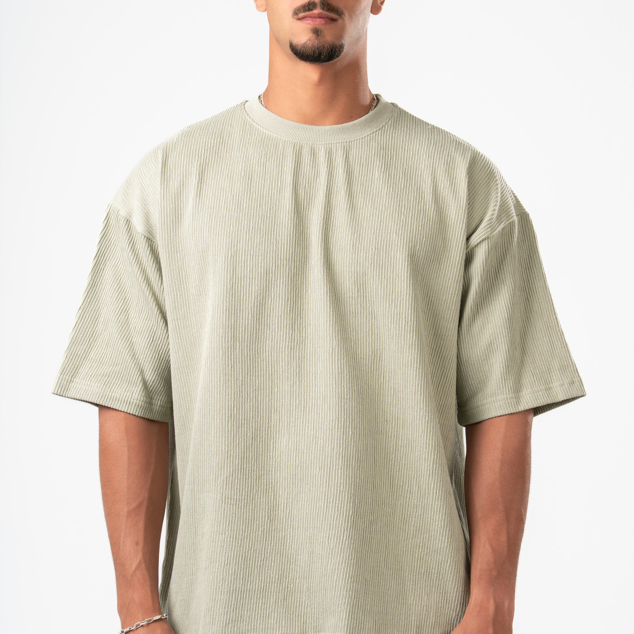 MINT GREEN RIDGED BOX-TEE