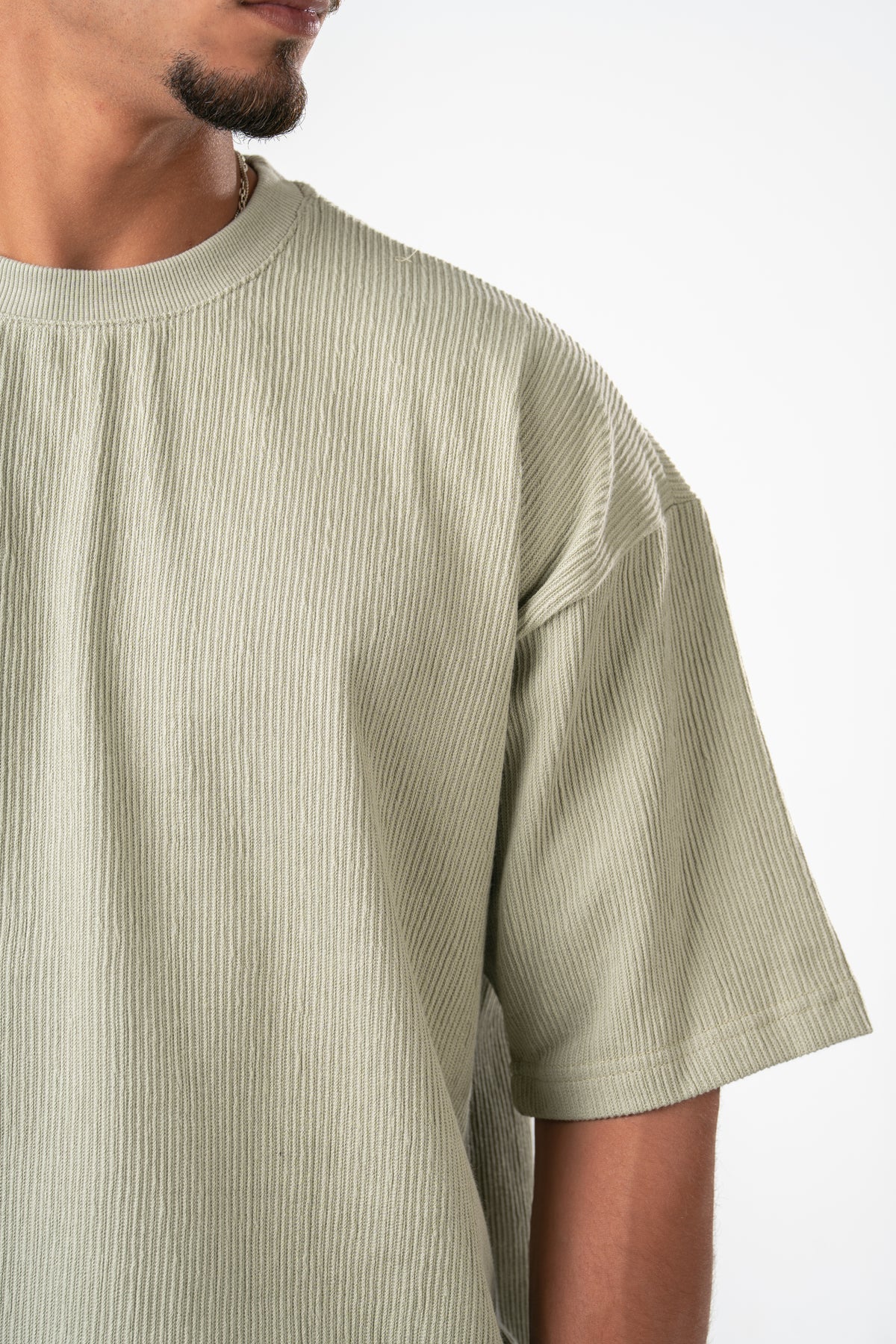MINT GREEN RIDGED BOX-TEE