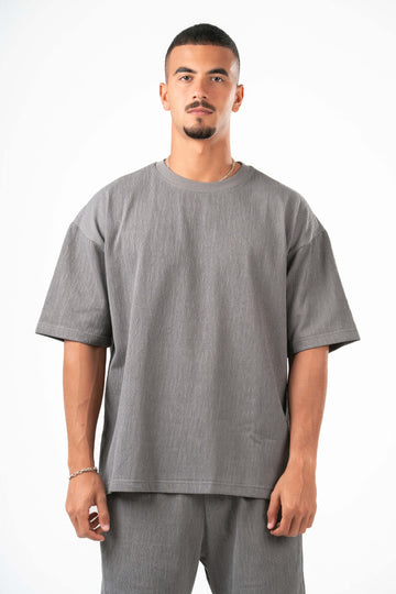 DARK GREY RIDGED BOX-TEE