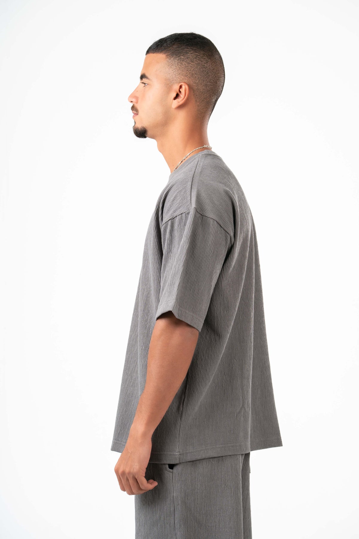 DARK GREY RIDGED BOX-TEE
