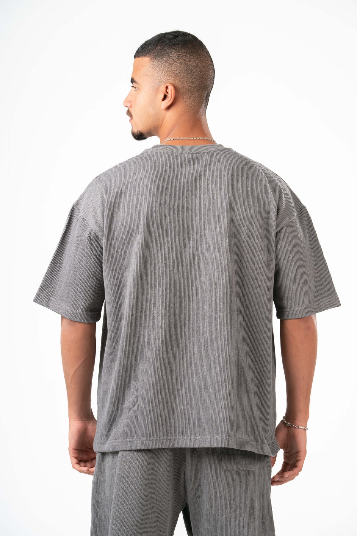 DARK GREY RIDGED BOX-TEE