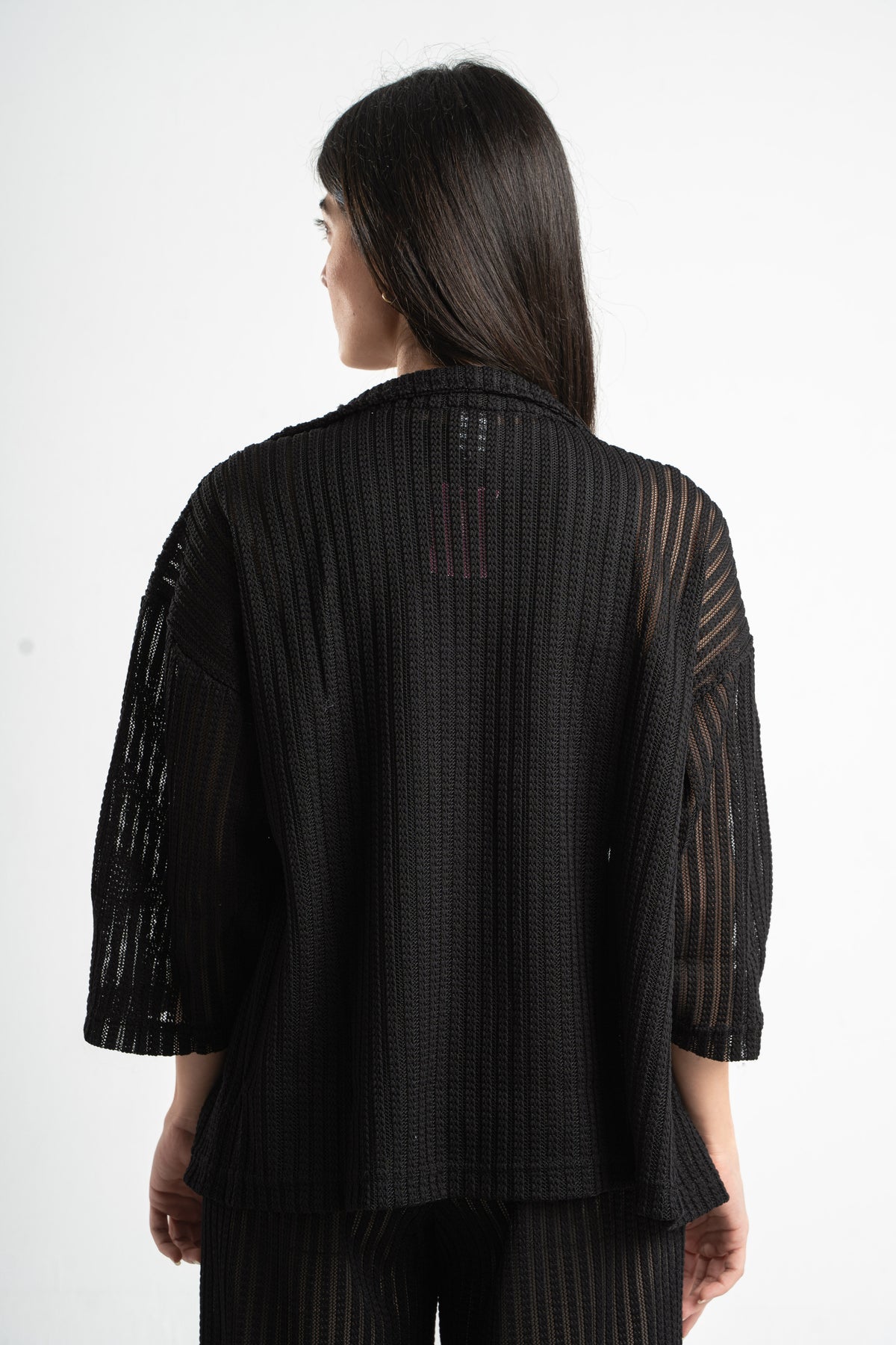 BLACK SEMI SHEER KNITTED TOP