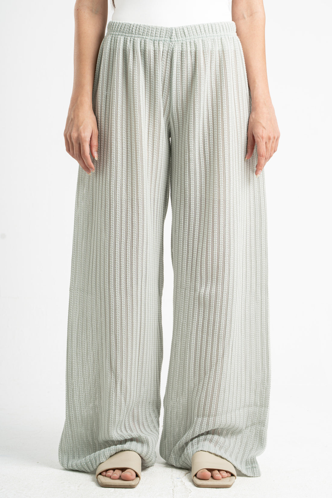 MINT SEMI SHEER KNITTED PANTS