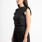 BLACK WRINKLED RUFFLED TOP