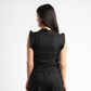 BLACK WRINKLED RUFFLED TOP