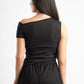 BLACK WRINKLED ASYMMETRICAL TOP