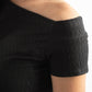 BLACK WRINKLED ASYMMETRICAL TOP