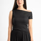 BLACK WRINKLED ASYMMETRICAL TOP