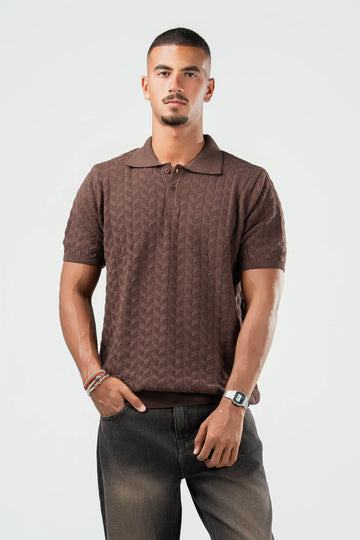 DARK BROWN HEX TWIST POLO