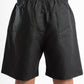 BLACK LOOSE FIT LINEN BLEND SHORT 021