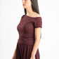 BURGUNDY WRINKLED ASYMMETRICAL TOP