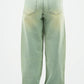 Light green jeans on a white background
