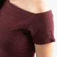 BURGUNDY WRINKLED ASYMMETRICAL TOP