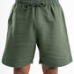 DARK GREEN LOOSE FIT LINEN BLEND SHORT 021