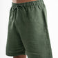 DARK GREEN LOOSE FIT LINEN BLEND SHORT 021
