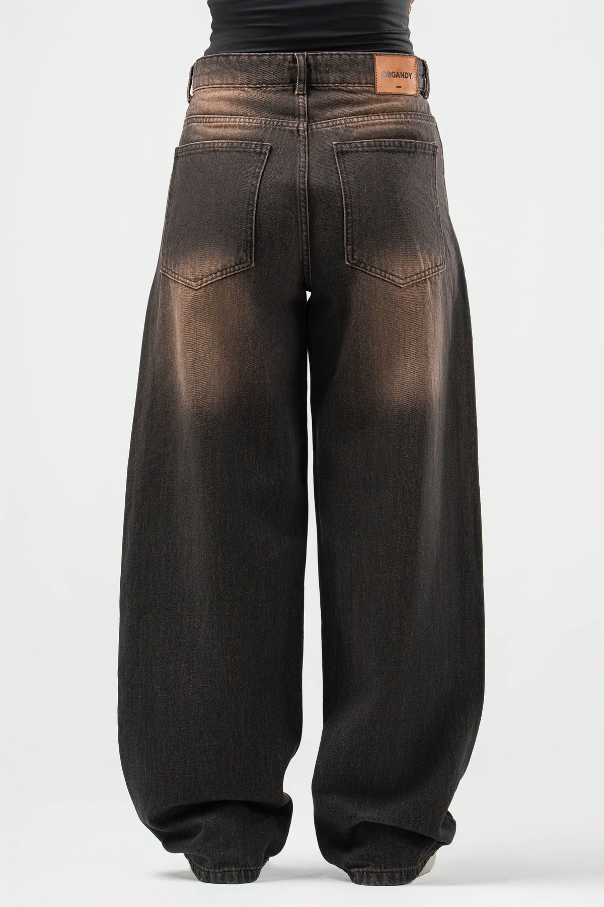 WASHED BROWN OVERSIZED DENIM PANTS