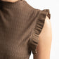 BROWN WRINKLED RUFFLED TOP
