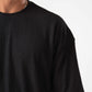 BLACK MINIMAL RIBBED BOX-TEE