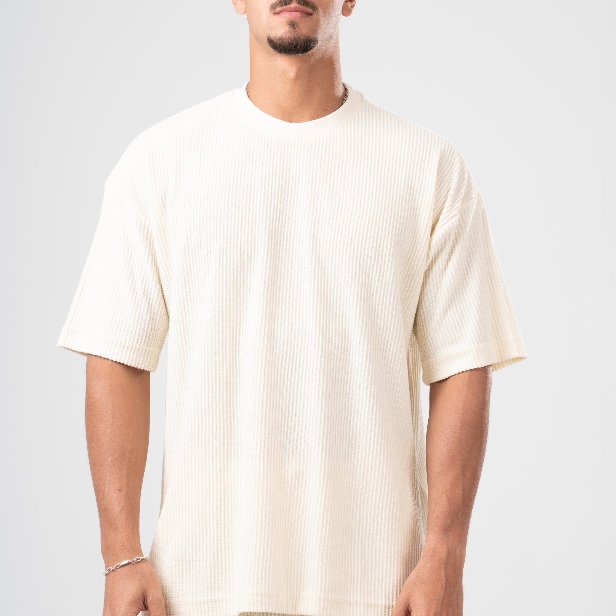 OFF-WHITE MINIMAL RIBBED BOX-TEE