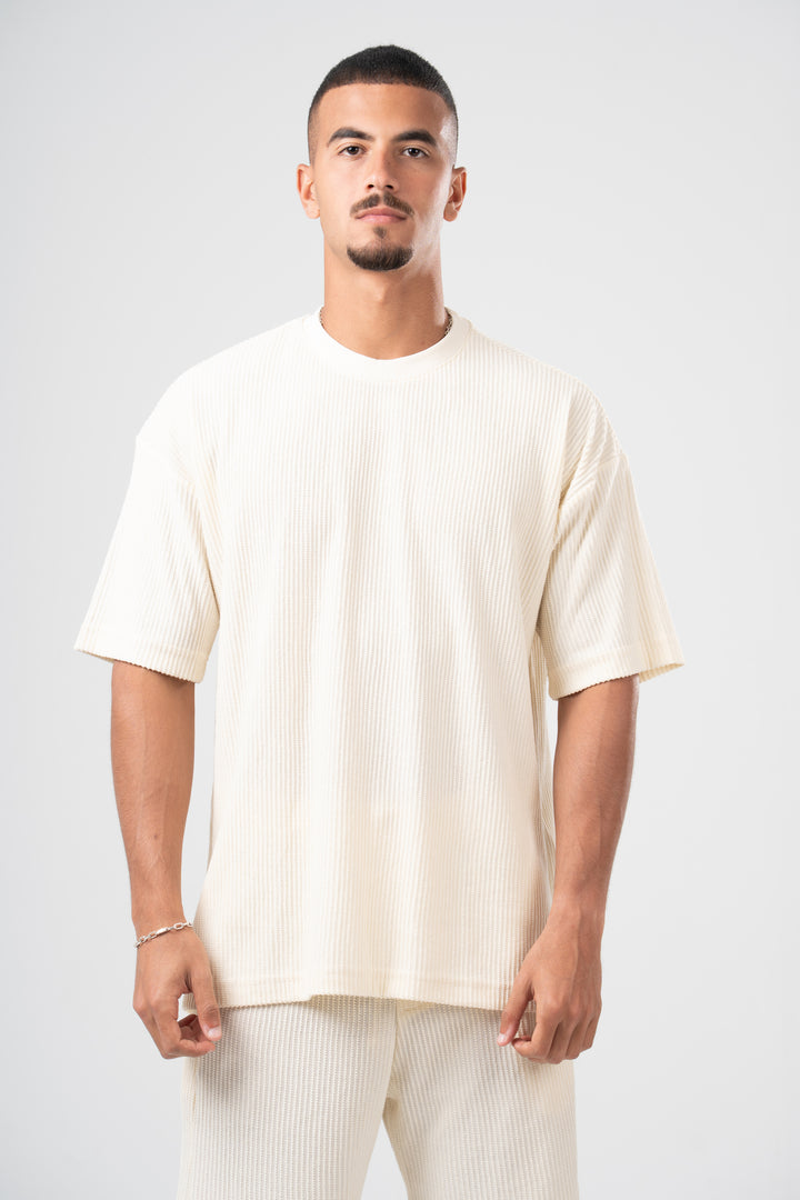 OFF-WHITE MINIMAL RIBBED BOX-TEE