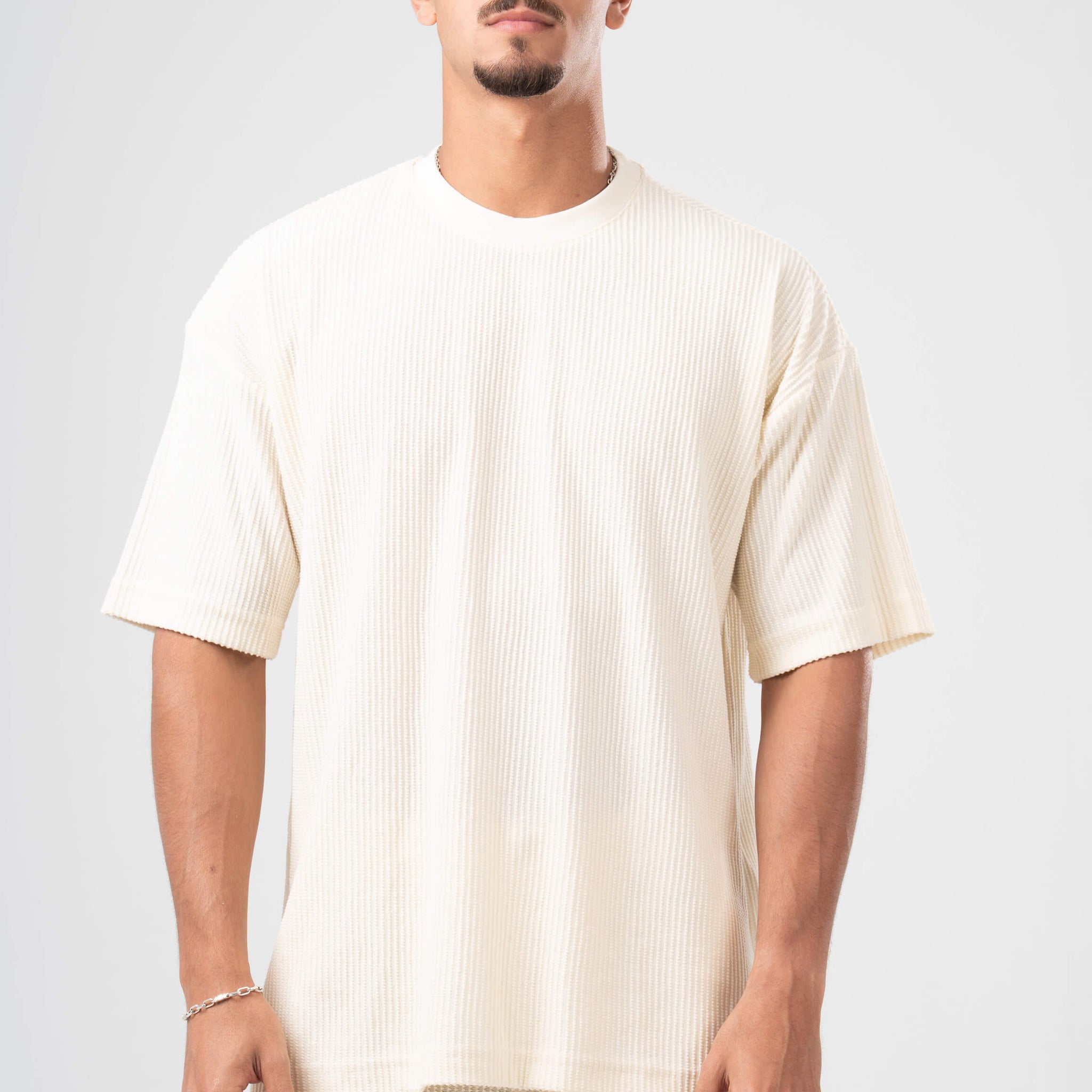 OFF-WHITE MINIMAL RIBBED BOX-TEE
