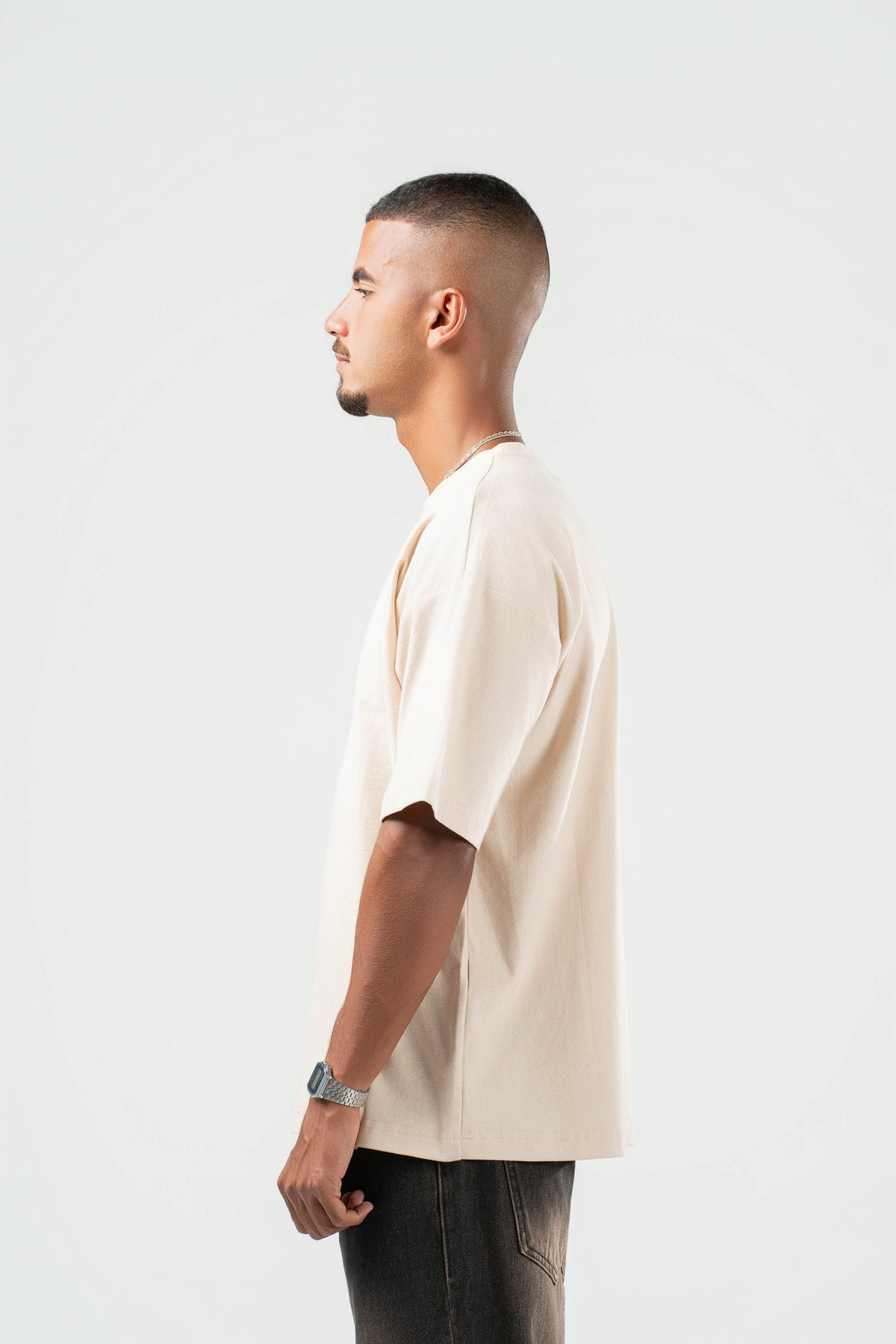 LIGHT BEIGE DUSTY BOX-TEE