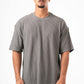 GREY MINIMAL RIBBED BOX-TEE