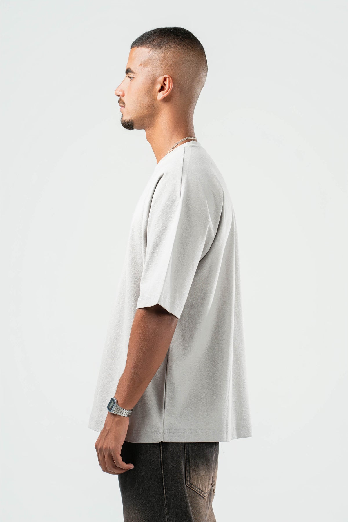 LIGHT GREY DUSTY BOX-TEE