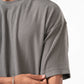 GREY MINIMAL RIBBED BOX-TEE