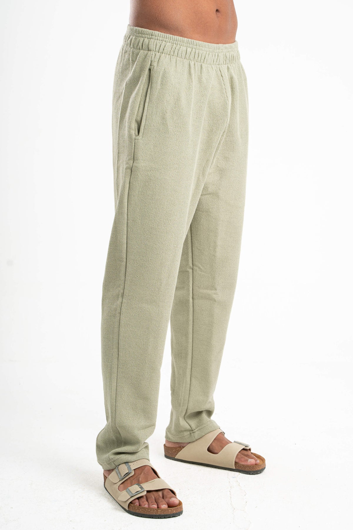 MINT GREEN WAFFLE WEAVE PANTS