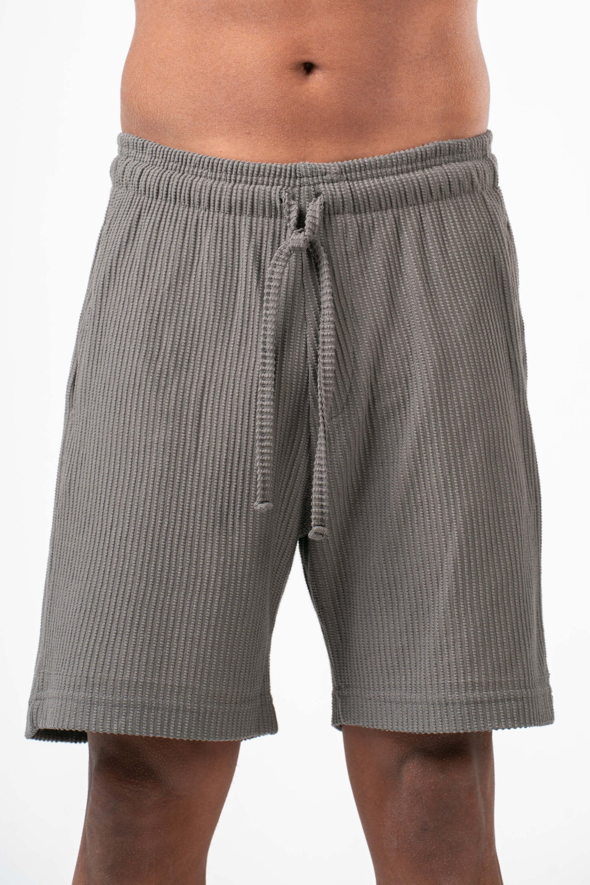 GREY MINIMAL RIBBED SHORT