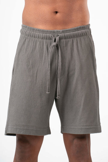 GREY MINIMAL RIBBED SHORT