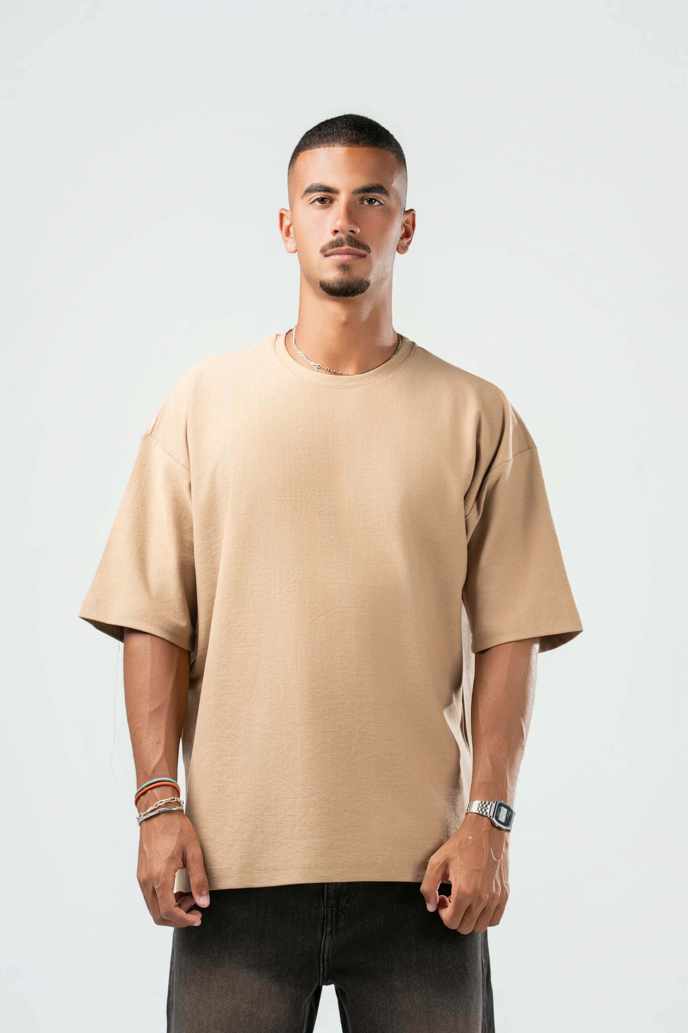 DARK BEIGE DUSTY BOX-TEE