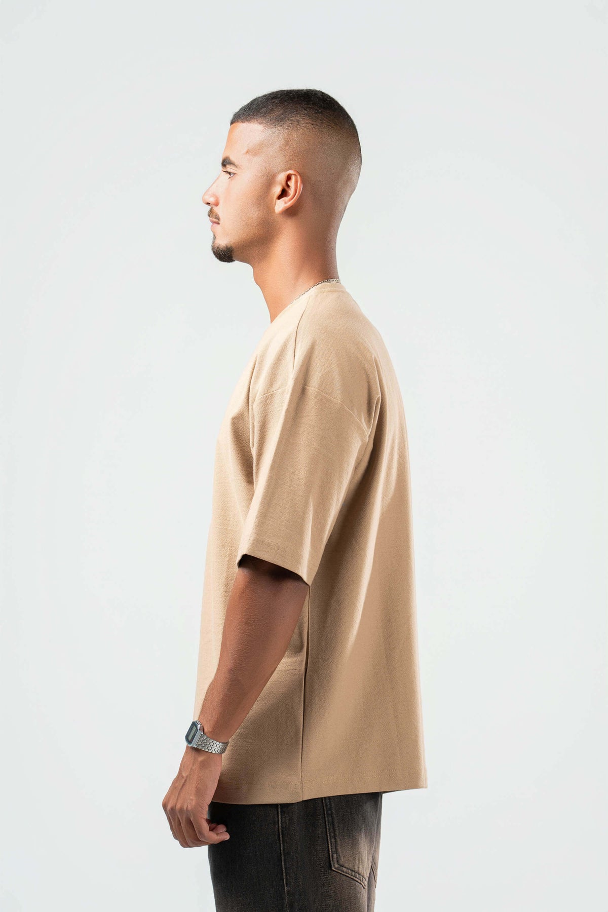 DARK BEIGE DUSTY BOX-TEE