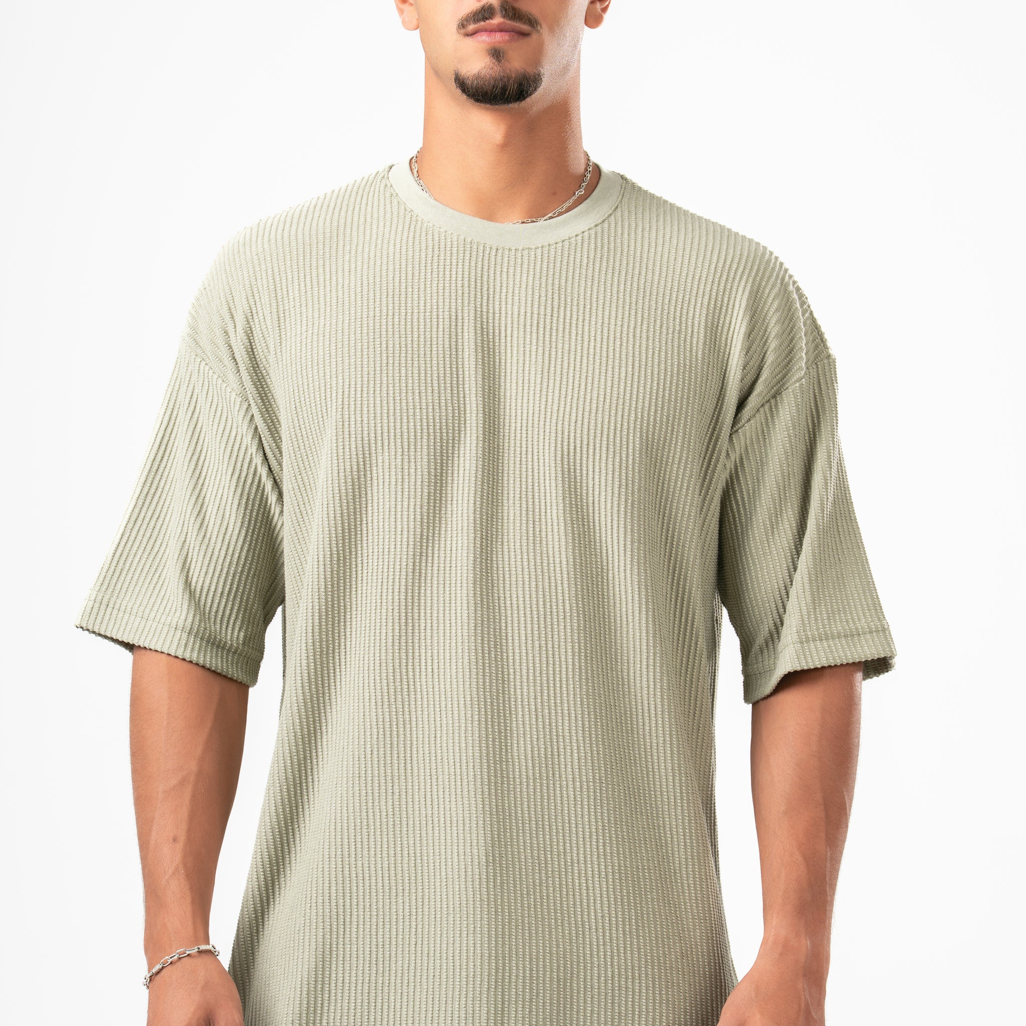 MINT GREEN MINIMAL RIBBED BOX-TEE