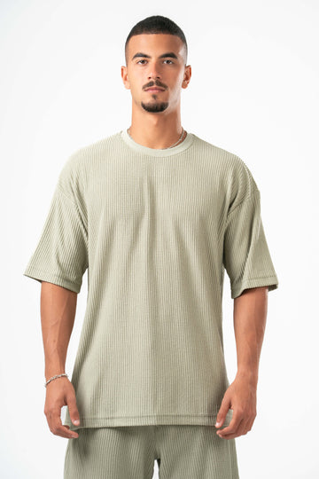 MINT GREEN MINIMAL RIBBED BOX-TEE