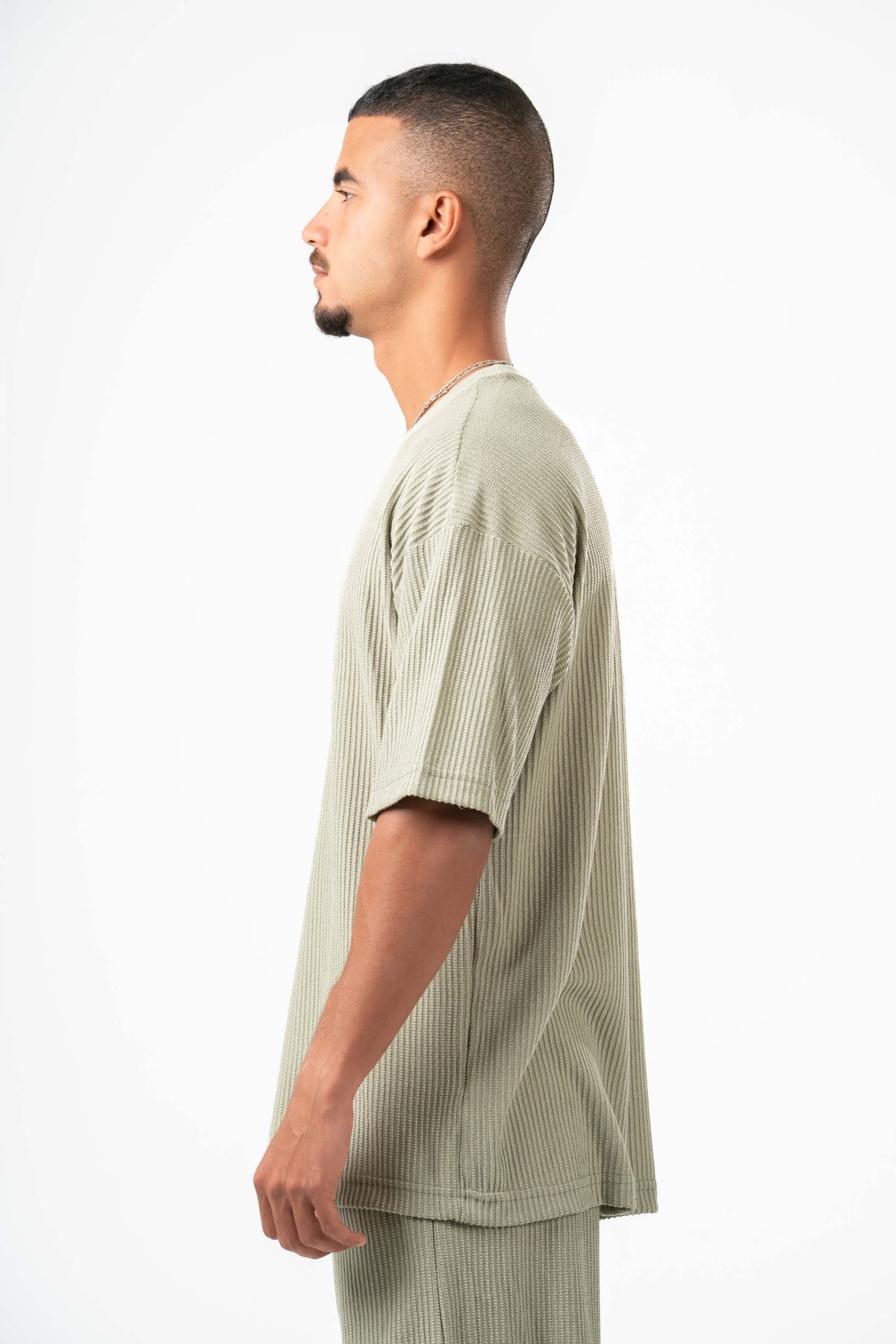 MINT GREEN MINIMAL RIBBED BOX-TEE