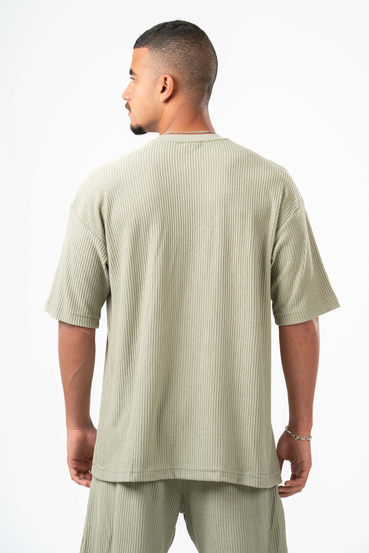 MINT GREEN MINIMAL RIBBED BOX-TEE