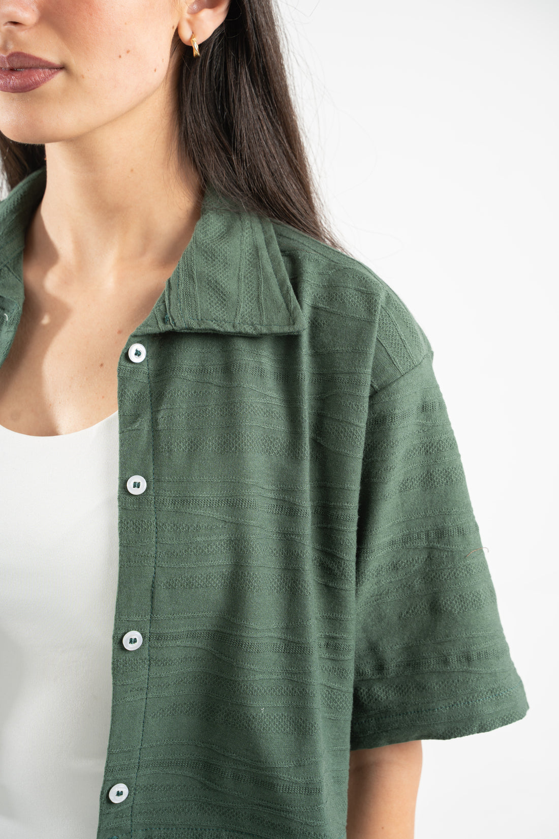 DARK GREEN WAVE TEXTURED SHIRT