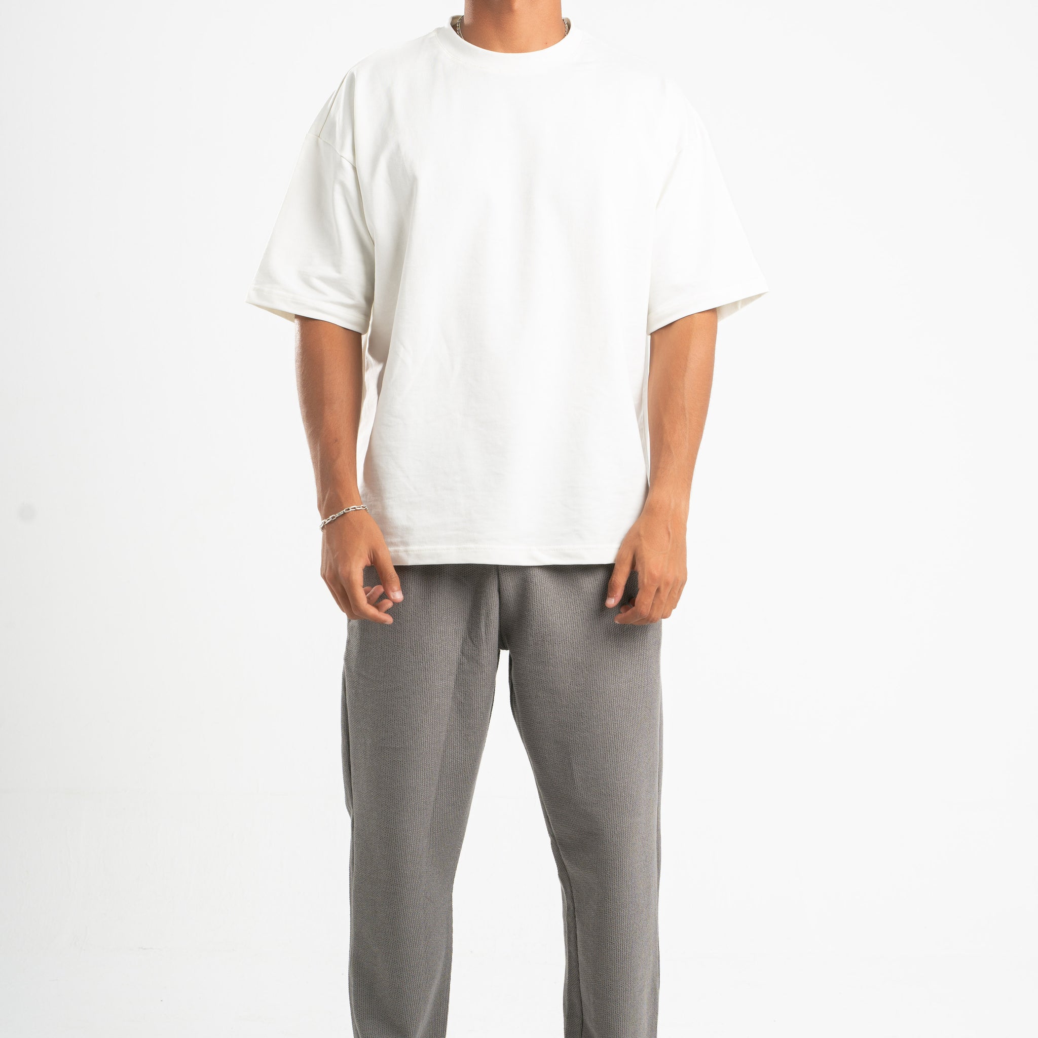 GREY WAFFLE WEAVE PANTS